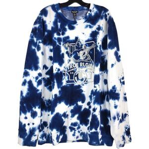 TRUE RELIGION Sweater Adult 2XL Blue Tie Dye Buddha Print Spell Out Sweatshirt